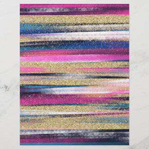 Penselmålning för Modern Rosa Blue Guld Glitter Brevhuvud