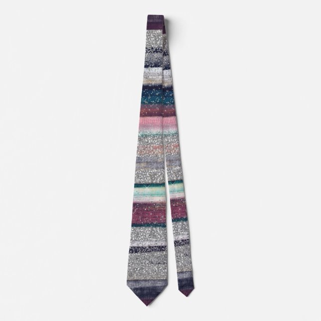 Penselmålning för Modern Rosa Blue Guld Glitter Pu Slips (Framsida)