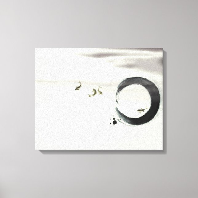 Penselmålning med Zen Circle Enso Koi Canvastryck (Framsida)