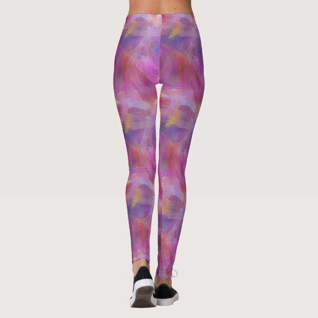 Penselmålseffekt lila Yoga Leggings (Baksida)