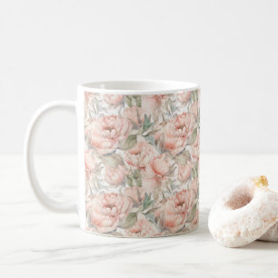 Penselpeoni på en skonsam bakgrund kaffemugg