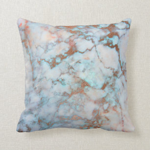 Penselpulverblått havsmarmor från rosa ros Guld Kudde