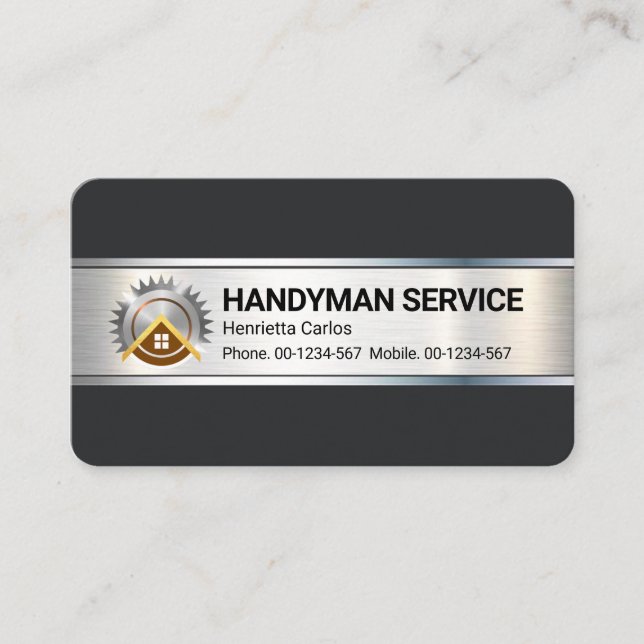 Penselrosa Silver Metall för Handyman Visitkort (Framsida)