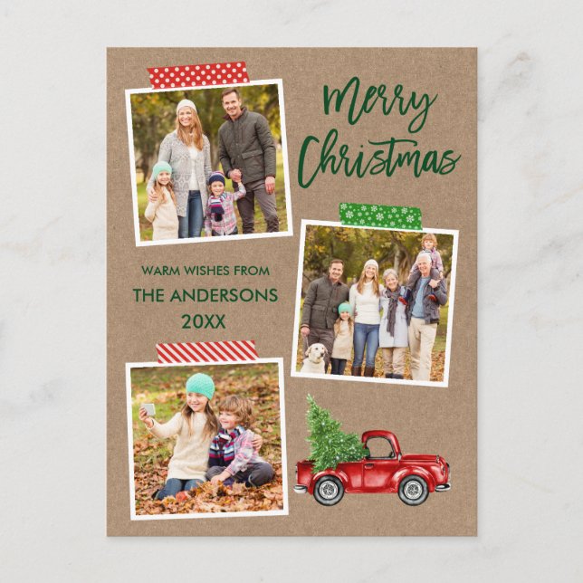 Penselskrift Craft Tape Lastbil jul Kraft Vykort (Framsida)