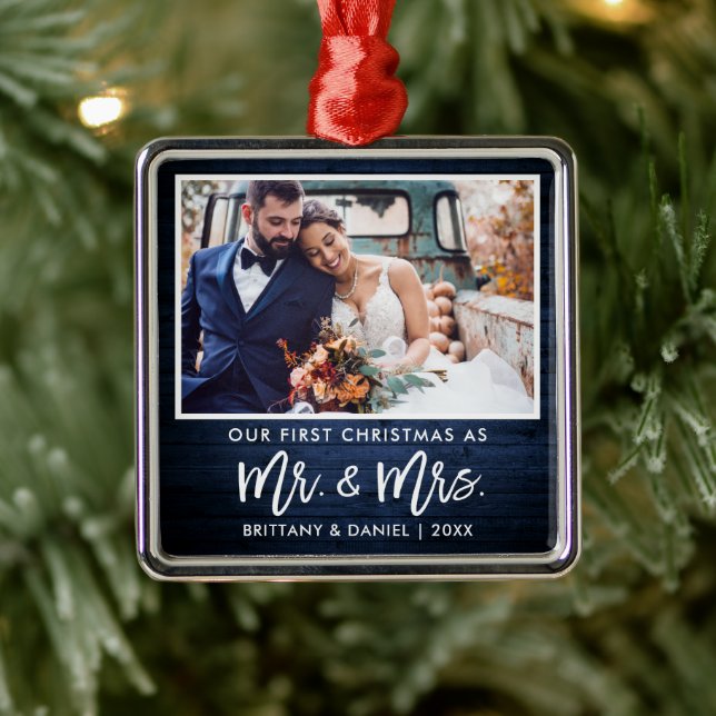 Penselskript Blue Wood Första jul, mrs Julgransprydnad Metall (Träd)