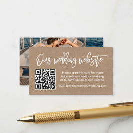 Penselskript Bröllop webbplats QR Photo Kraft Tilläggskort