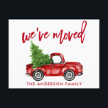 Penselskript Byte av Adress Red Lastbil Träd Vykort<br><div class="desc">Modern penselskript Byte av vykort för Röda Lastbil Träd i Adress Vintage</div>