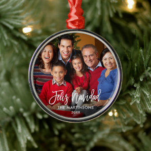 Penselskript Feliz Navidad Photo Julgransprydnad Metall