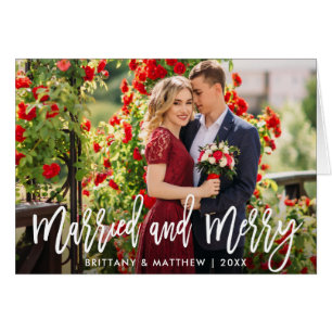Penselskript, gift- och merry Photo Fold Card Hälsningskort
