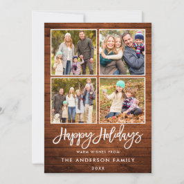 Penselskript Glad helg Rustic Wood 4 Photo Julkort