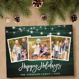 Penselskript Grönt Wood Ljus Helgdag 3 Photo Vykort