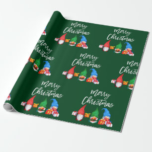 Penselskript Grönten Watercolor Gnomes, julfärgs Presentpapper
