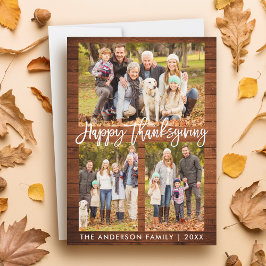 Penselskript Happy thanksgiving Wood 3-foton Julkort