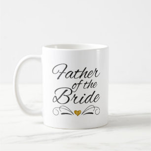 Penselskript Heart of Guld Far of the Bride Kaffemugg