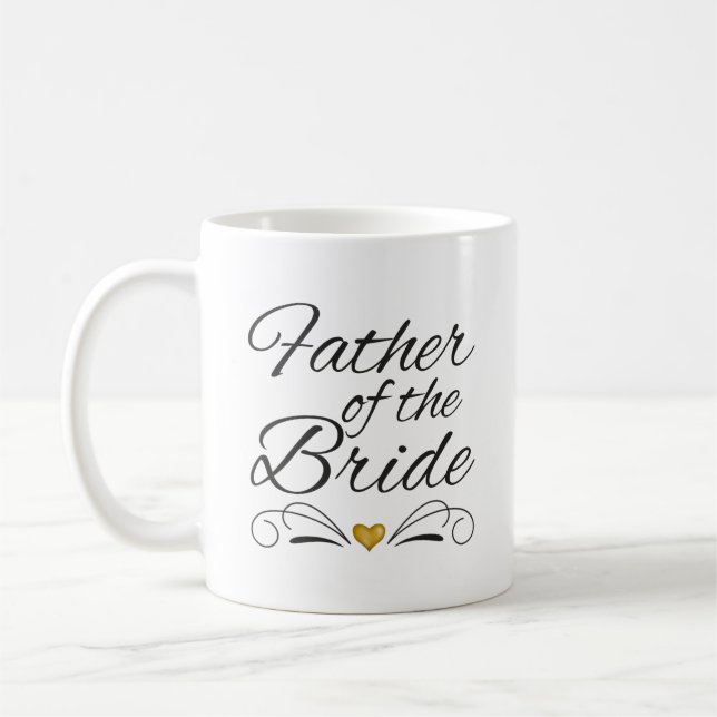 Penselskript Heart of Guld Far of the Bride Kaffemugg (Vänster)