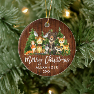 Penselskript Julträdsdjur, Rustic Julgransprydnad Keramik
