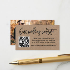 Penselskript Kraft Bröllop webbplats QR-foto Tilläggskort