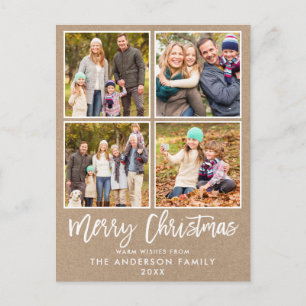 Penselskript Kraft Family 4 Fotojul Vykort