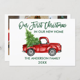 Penselskript Lastbil - nystartfoto för första jule Julkort