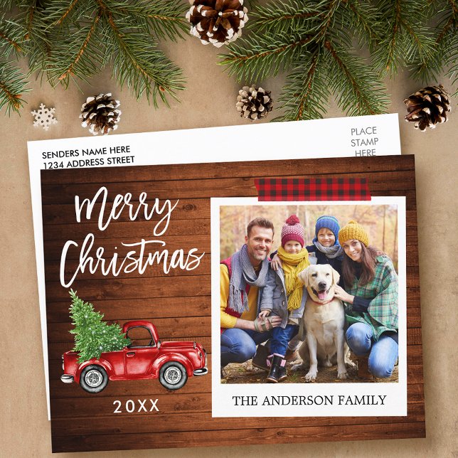 Penselskript Lastbil - snabbfotojulband Vykort (Customize to change your personalized text size or text style.)