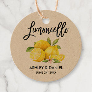 Penselskript Lemons Bröllop Limoncello Round Kraft Gåvor Etiketter