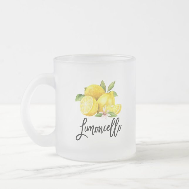 Penselskript Limoncello Lemons Frosted Glass Mugg (Vänster)