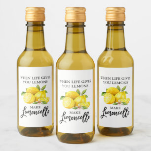 Penselskript Limoncello Lemons Mini Flaska-etikett Vinetikett