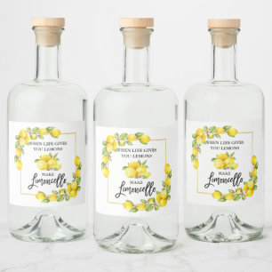 Penselskript Limoncello Lemons Spritflaskor Etikett