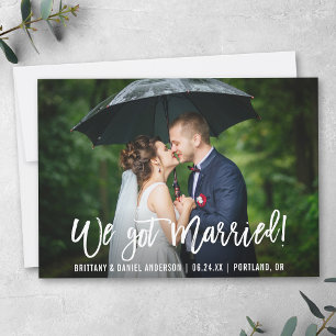Penselskript Modern Vi Har Married Photo Meddelande