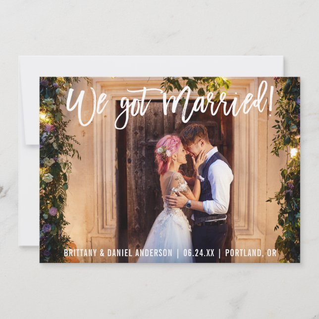 Penselskript modern we Har gifta par foto Meddelande (Framsida)
