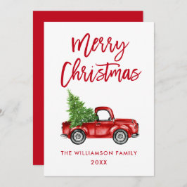 Penselskript Red Vintage Lastbil-julkort Inbjudningar