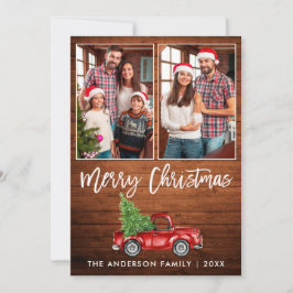 Penselskript Rustic Wood 2 Photo jul Lastbil Julkort