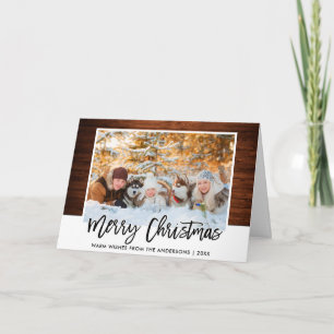 Penselskript Rustic Wood-familjens fotojul Helgkort