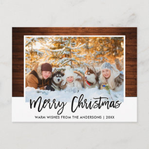 Penselskript Rustic Wood-familjens fotojul Vykort