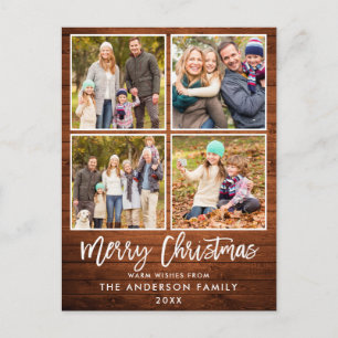 Penselskript Rustic Wood Family 4 Fotojul jul Vykort