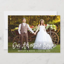 Penselskript som vår Äventyr börjar Bröllop Tack Kort