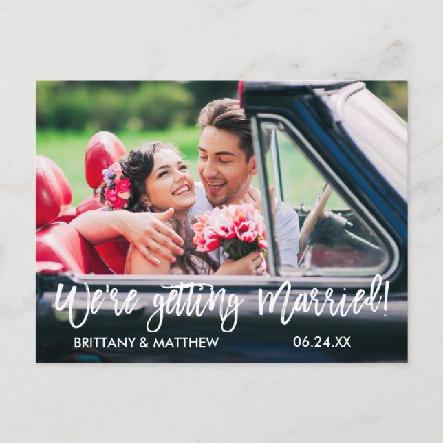 Penselskript Spara det datum vi Gifta sig Vykort (Framsida)