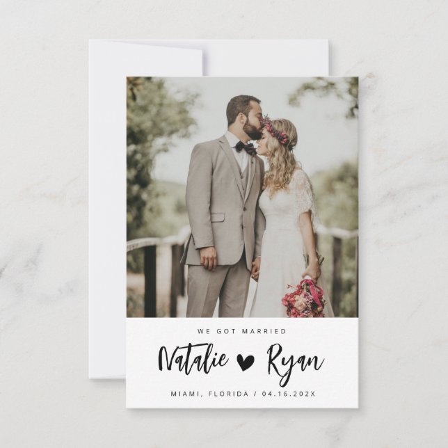 penselskript, svartvitt bröllop-meddelande (Framsida)