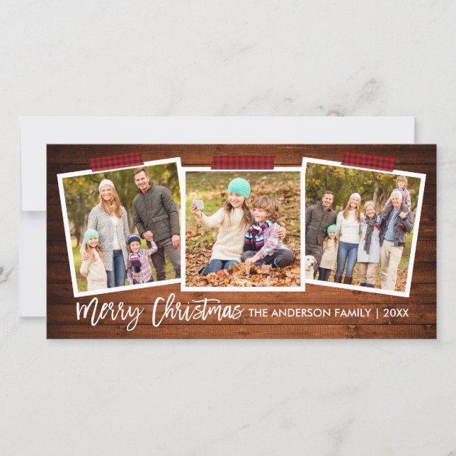 Penselskript Träplagt Craft Tape Jul Wide Julkort (Framsida)