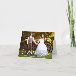 Penselskript vår Äventyr börjar Bröllop Tack Kort