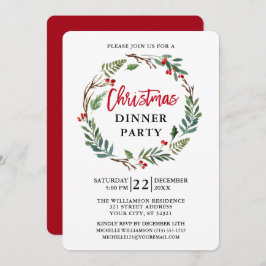 Penselskript Vattenfärg Utandningsröd jul Party Inbjudningar