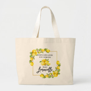 Penselskript, vattenfärgscitron Limoncello Jumbo Tygkasse