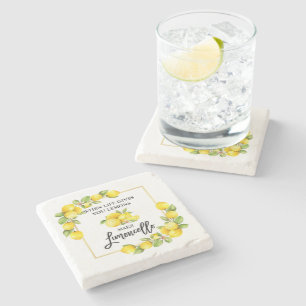 Penselskript, vattenfärgscitron Limoncello Stenunderlägg