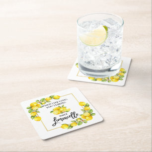 Penselskript, vattenfärgscitron Limoncello Underlägg Papper Kvadrat