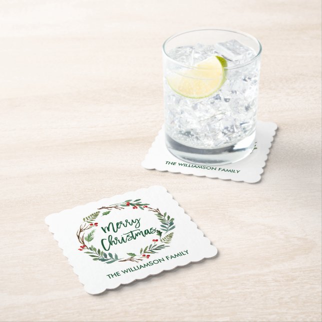 Penselskript Vattenfärgsutandning, God jul Underlägg Papper (Insitu)