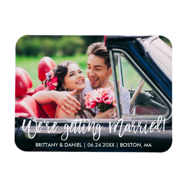 Penselskript Vi Gifta sig Spara datum Magnet (Horisontell)