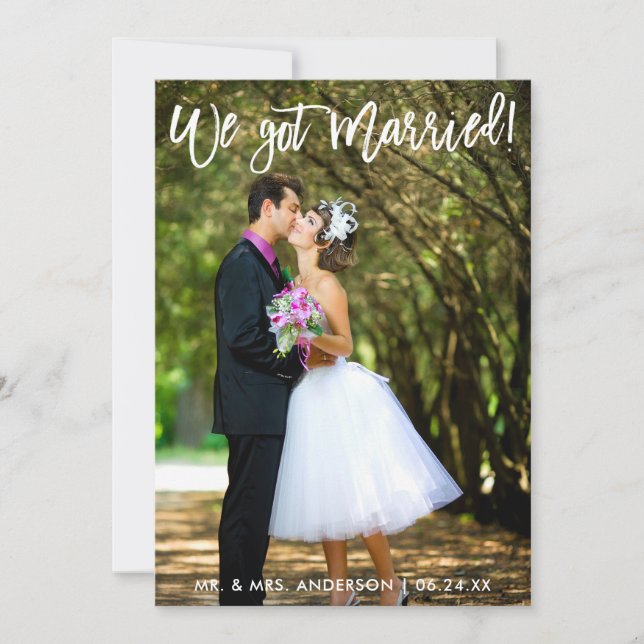 Penselskript Vi Har Married Firande Inbjudan Wht (Framsida)