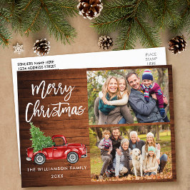 Penselskript Vintage Lastbil 2 Photo Julträ Vykort