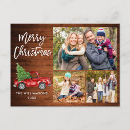 Penselskript Vintage Lastbil 3 Photo Julträ Vykort