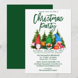 Penselskript Watercolor Gnomes jul Party Inbjudningar
